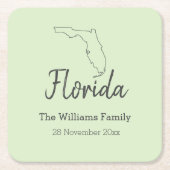 フロリダ州マップフパーソナライズされたァミリ懇親会 スクエアペーパーコースター (正面)