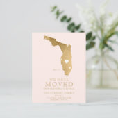 フロリダ州マップ赤面ピンク金ゴールドホーム引っ越し 案内ポストカード (スタンド正面)
