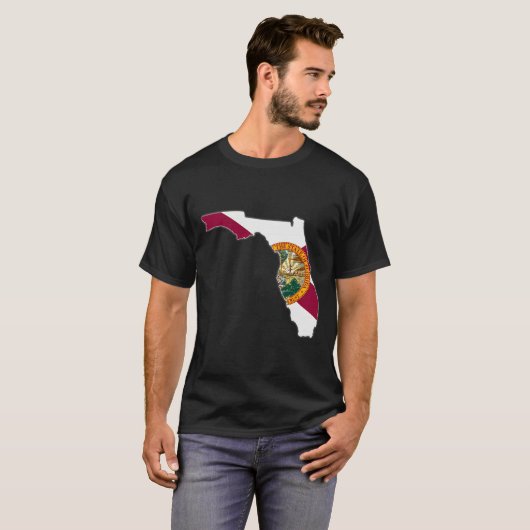 フロリダ州マップ フロリダ フロリダ州旗 根 Tシャツ (正面フル)