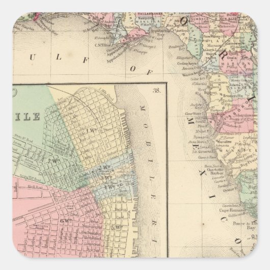 フロリダ州モバイル地図（Mitchell氏） スクエアシール (正面)