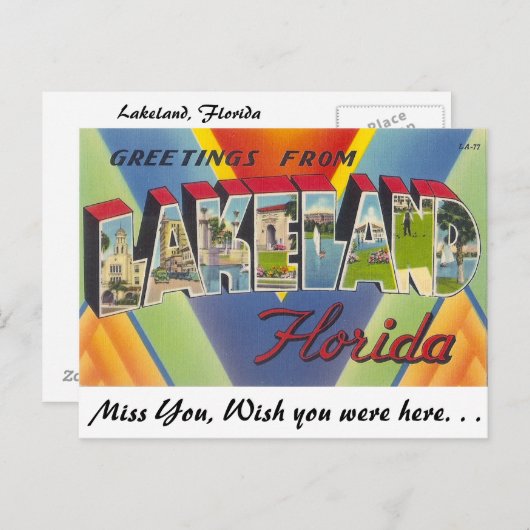 フロリダ州レイケランドからの挨拶 ポストカード (正面/裏面)