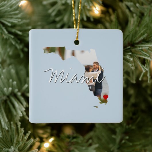フロリダ州写真の挿入と町名 セラミックオーナメント (ツリー)
