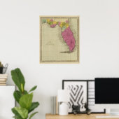 フロリダ州地図 ポスター (ホームオフィス)