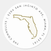 フロリダ州差出人住所ラベル ラウンドシール (正面)
