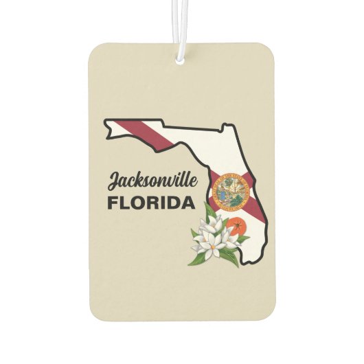 フロリダ州旗とフラワーオレンジの花 カーエアーフレッシュナー (裏面)