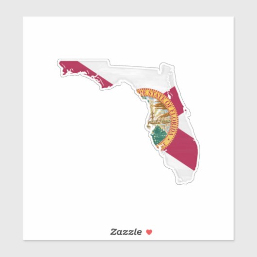 フロリダ州旗と地図 シール (シート)