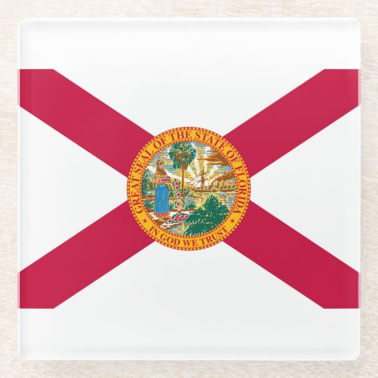 フロリダ州旗デザインデコール ガラスコースター (正面)