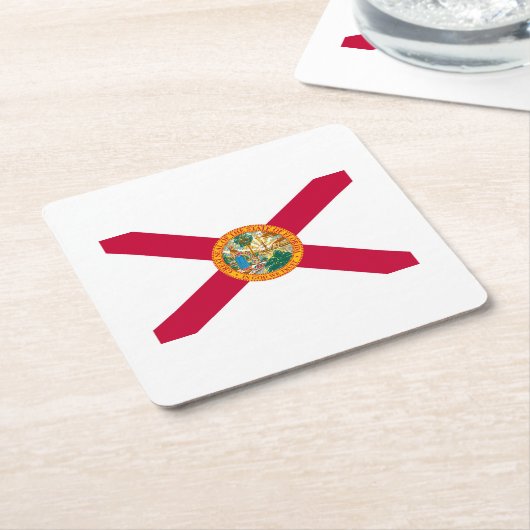 フロリダ州旗デザイン スクエアペーパーコースター (アングル)