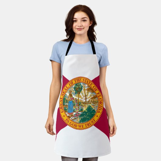 フロリダ州旗 エプロン (着用した状態)