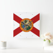 フロリダ州旗 スクエア壁時計 (ホーム)