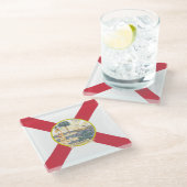 フロリダ州旗：フラリディア諸島の太陽の州 ガラスコースター (アングル)