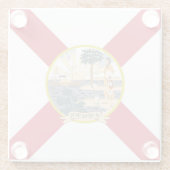 フロリダ州旗：フラリディア諸島の太陽の州 ガラスコースター (裏面)