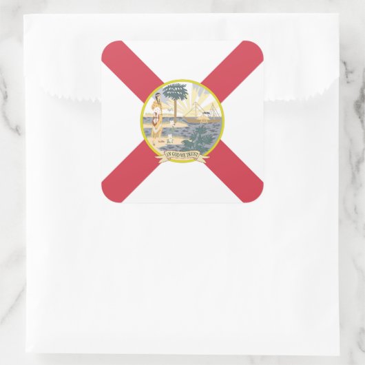 フロリダ州旗：フラリディア諸島の太陽の州 スクエアシール (バッグ)