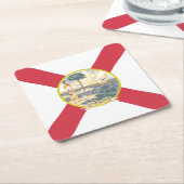 フロリダ州旗:フラリディア諸島の太陽の州 スクエアペーパーコースター (アングル)