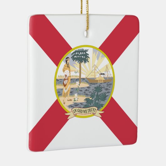 フロリダ州旗:フラリディア諸島の太陽の州 セラミックオーナメント (右)