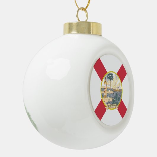 フロリダ州旗:フラリディア諸島の太陽の州 セラミックボールオーナメント (左)