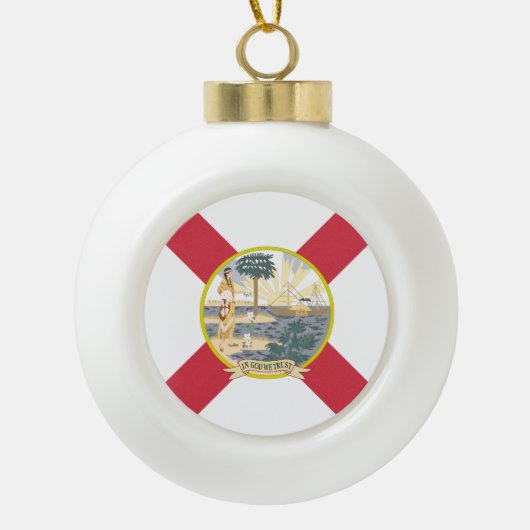 フロリダ州旗:フラリディア諸島の太陽の州 セラミックボールオーナメント (正面)