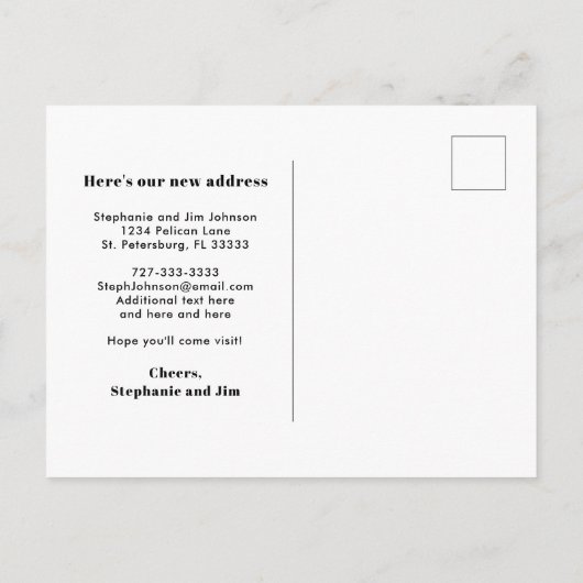 フロリダ州海波新しい住所に移動 案内ポストカード (裏面)