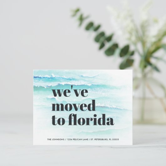 フロリダ州海波新しい住所に移動 案内ポストカード (スタンド正面)