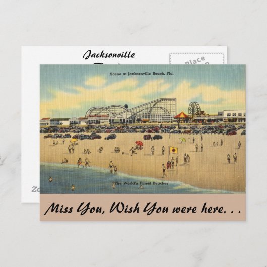 フロリダ州、ジャクソンビル、世界で最も美しいビーチ。 ポストカード (正面/裏面)