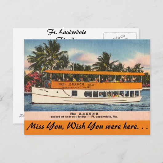 フロリダ州、フィートツアーボート・ローダーデール ポストカード (正面/裏面)