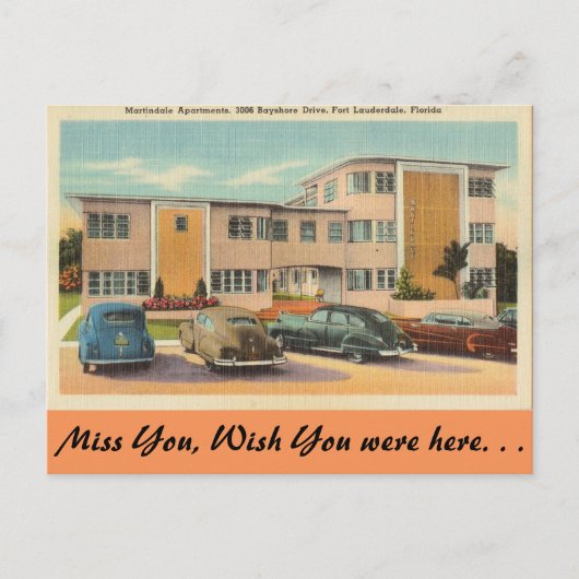 フロリダ州、フィートローダーデールマーティンデールアパートメンツ ポストカード (正面)