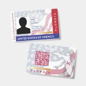 フロリダ州 - 子供用IDカード - アメリカ国旗背景 バッジ (正面&裏面)