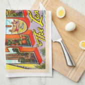 フロリダ州FLヴィンテージラージレターの州 キッチンタオル (四つ折り)