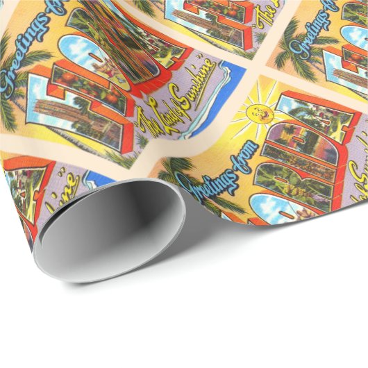 フロリダ州FLヴィンテージラージレターの州 ラッピングペーパー (ロールコーナー)