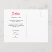 フロリダ引っ越しましたホットピンクス水色移動 案内ポストカード (裏面)