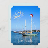 フロリダ湾の帆船からメリークリスマス シーズンカード (正面/裏面)