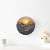 フロリダ湾岸の夕日 ラウンド壁時計 (ホーム)