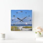フロリダ湾海岸の時計 スクエア壁時計 (ホーム)