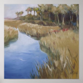 フロリダ湿地の荒野の草とヤシの木 ポスター (正面)