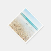 フロリダ熱帯ビーチ砂海波海シェル スタンダードカクテルナプキン (角)