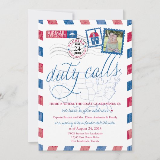 フロリダ空輸軍事移動のお知らせ 招待状 (正面)