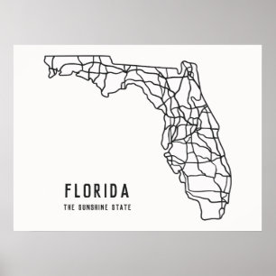 フロリダ米州道路地図 – サンシャイン州地図 ポスター