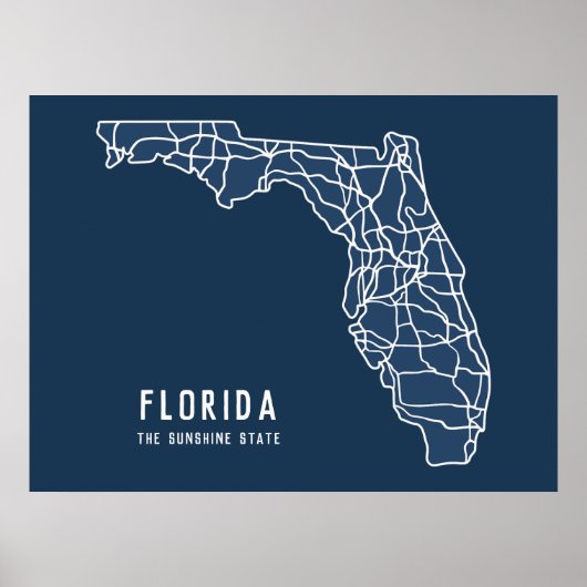 フロリダ米州道路地図 – サンシャイン州地図 ポスター (正面)