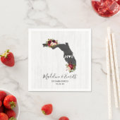 フロリダ素朴州ウッドズ結婚モノグラム スタンダードカクテルナプキン (インサイチュ)