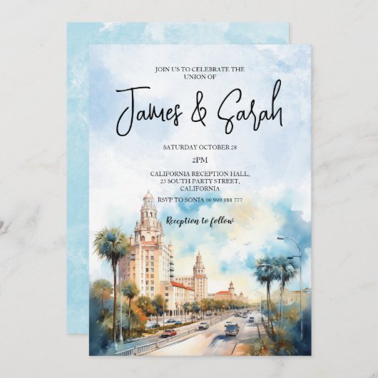 フロリダ結婚の行先 招待状 (正面/裏面)