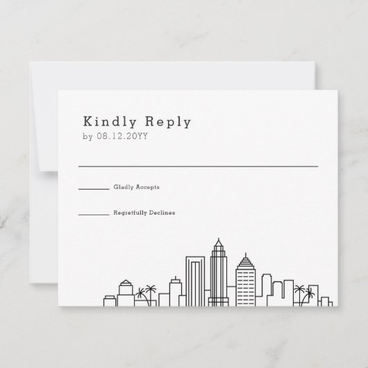 フロリダ結婚州タンパ |スタイル化されたスカイラインRSVP 出欠カード (正面)