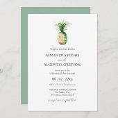 フロリダ結婚式招待状水彩パイナップル 招待状 (正面/裏面)