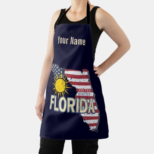 フロリダ統一された州レトロマップヴィンテージUSA エプロン (インサイチュ)