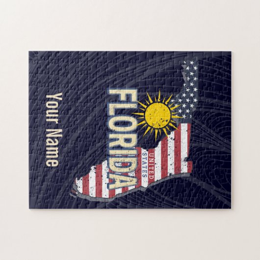 フロリダ統一された州レトロマップヴィンテージUSA ジグソーパズル (横)