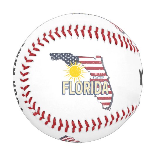 フロリダ統一された州レトロマップヴィンテージUSA 野球ボール (正面左)