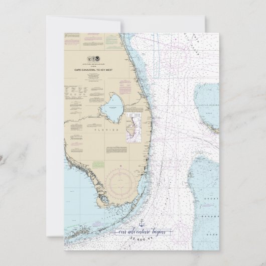 フロリダ航海のいかり |行き先結婚式 セーブザデート (裏面)