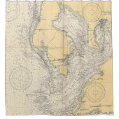 フロリダ航海の州タンパ湾のヴィンテージ地図 シャワーカーテン (正面)