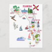 フロリダ観光客のランドマーク付き地図 ポストカード (正面)
