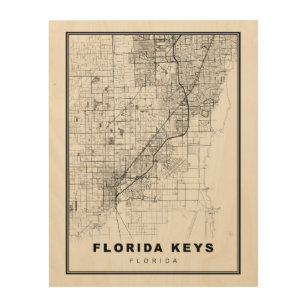 フロリダ鍵の地図 ウッドウォールアート