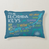 フロリダ鍵カラフルマップ（島名） アクセントクッション (正面)